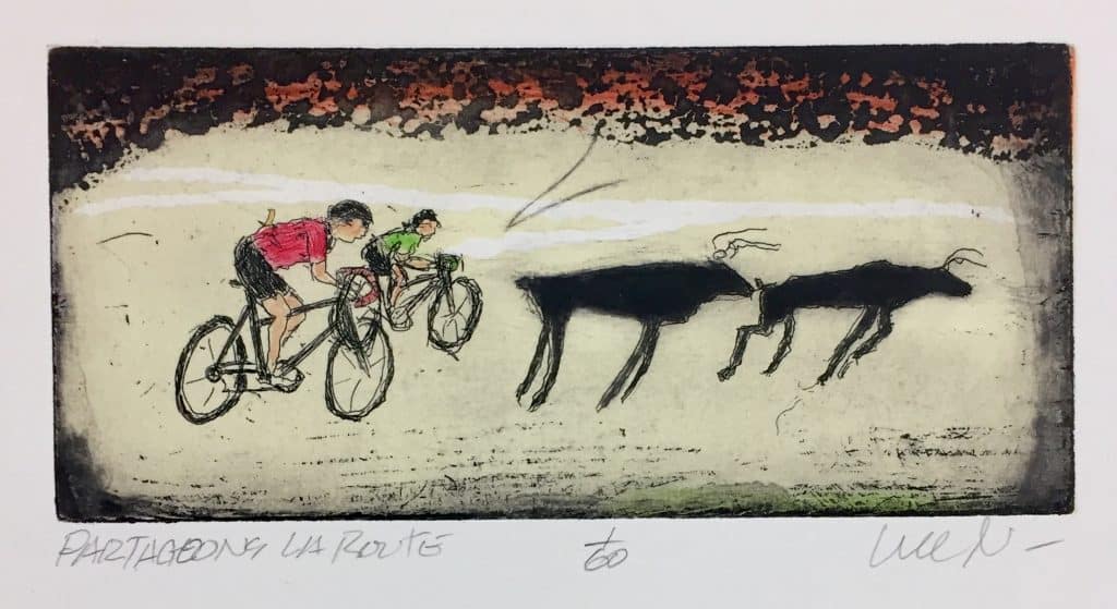 Luc Nadeau - Partageons la route, eaux forte, 2018