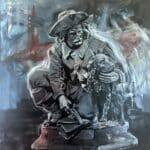 JulieBoudreault-PilotelachiennequiaveillesurlanaissancedeMontreal-36x40po